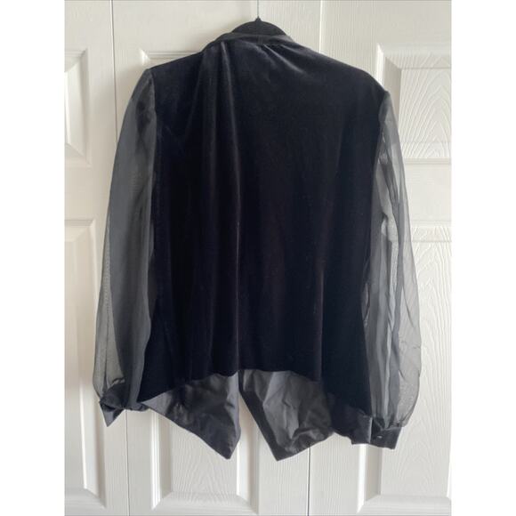 After dark Womens Medium Black‎ Velour Top Sheer Sleeve Witchy Goth Whimsigoth - Picture 8 of 8